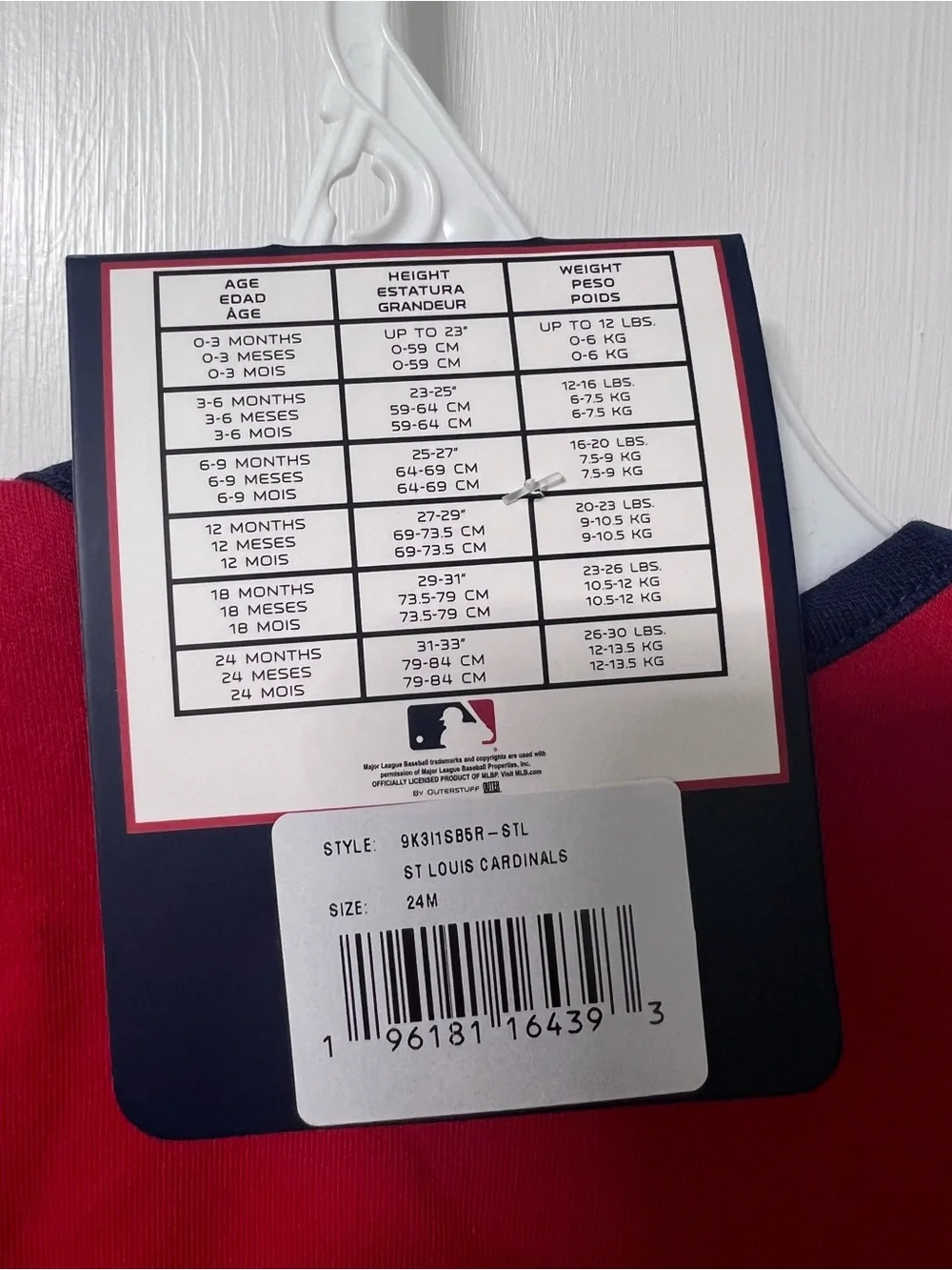 MLB St. Louis Cardinals Gray, Navy & Red 3-Pack Baby Bodysuits 24month